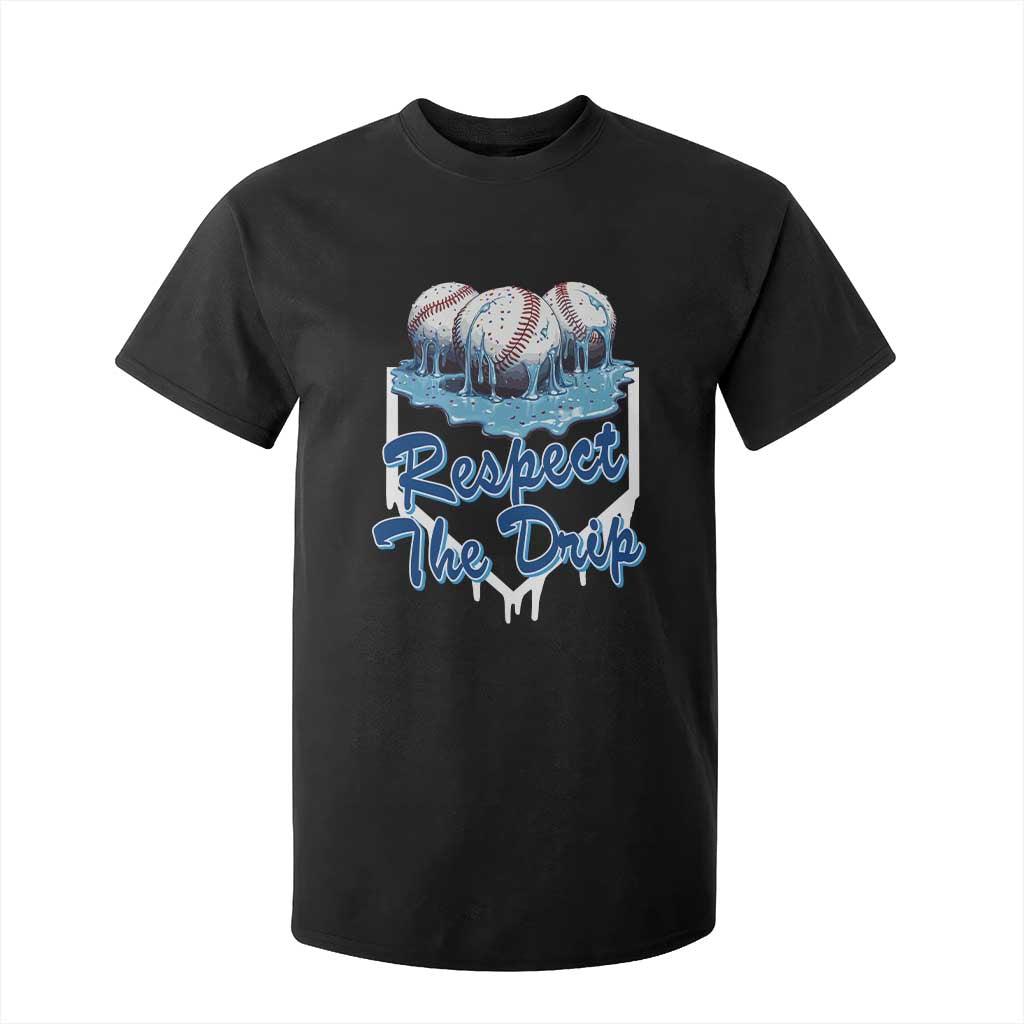Respect The Drip Baseball T Shirt For Kid Driping Ice Cream Sport Lover TS02 Black Print Your Wear