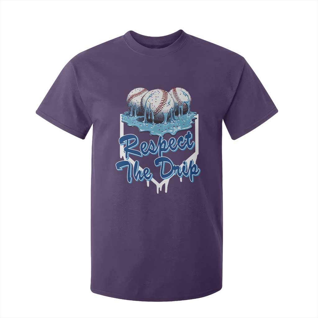 Respect The Drip Baseball T Shirt For Kid Driping Ice Cream Sport Lover TS02 Purple Print Your Wear