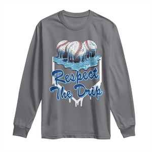 Respect The Drip Baseball Long Sleeve Shirt Driping Ice Cream Sport Lover TS02 Charcoal Print Your Wear