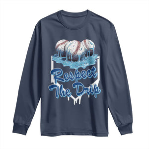 Respect The Drip Baseball Long Sleeve Shirt Driping Ice Cream Sport Lover TS02 Navy Print Your Wear