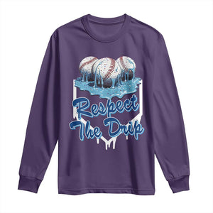 Respect The Drip Baseball Long Sleeve Shirt Driping Ice Cream Sport Lover TS02 Purple Print Your Wear