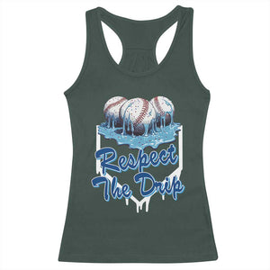 Respect The Drip Baseball Racerback Tank Top Driping Ice Cream Sport Lover TS02 Dark Forest Green Print Your Wear
