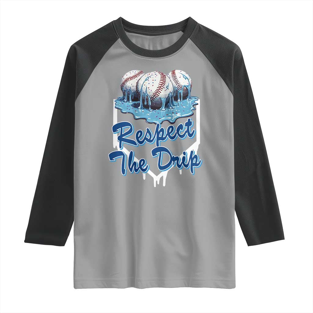 Respect The Drip Baseball Raglan Shirt Driping Ice Cream Sport Lover TS02 Sport Gray Black Print Your Wear