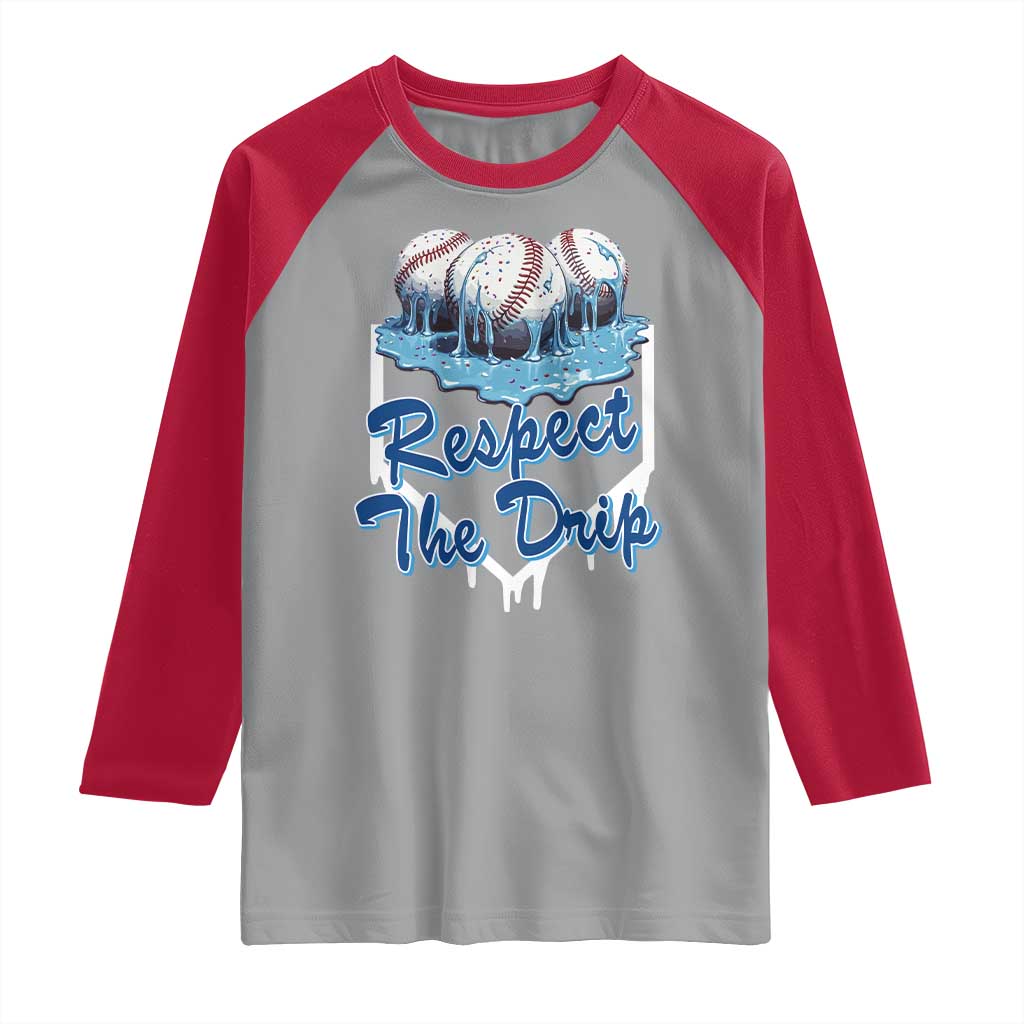 Respect The Drip Baseball Raglan Shirt Driping Ice Cream Sport Lover TS02 Sport Gray Red Print Your Wear