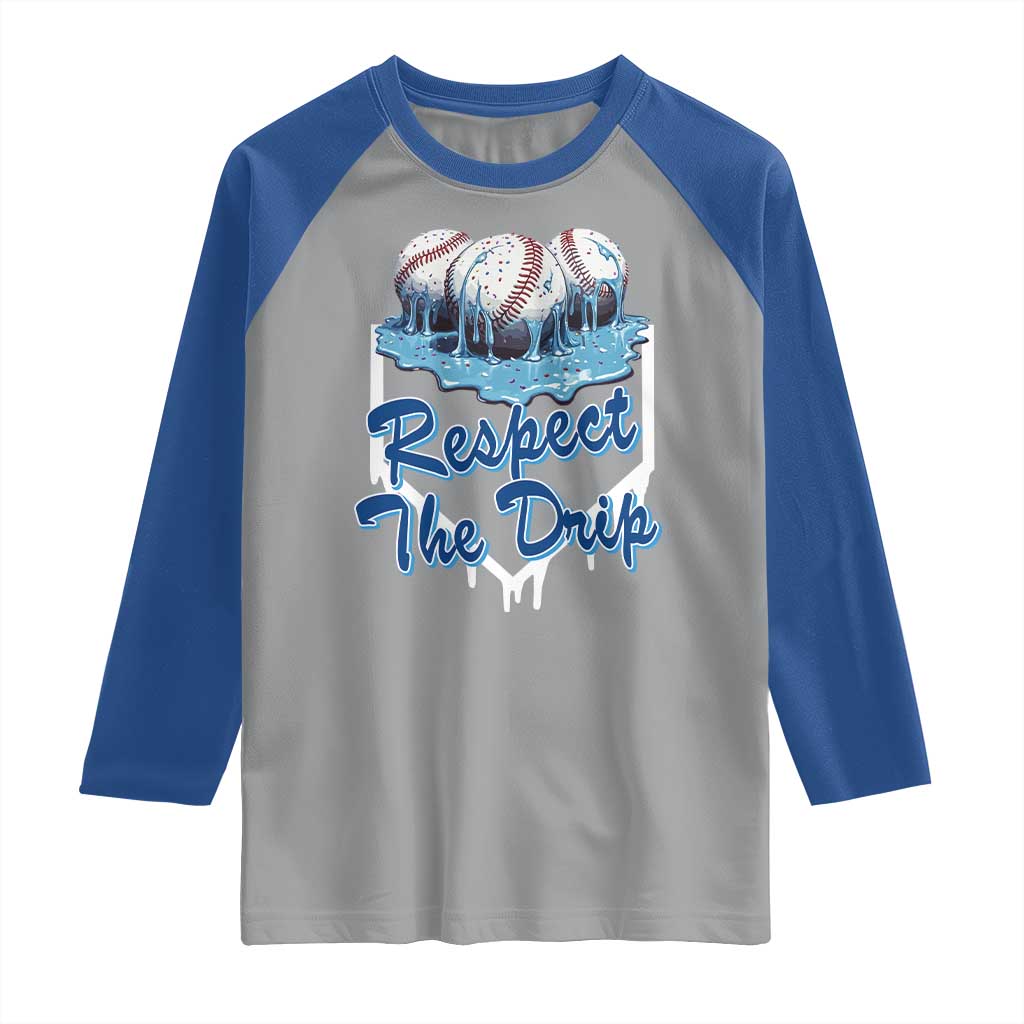 Respect The Drip Baseball Raglan Shirt Driping Ice Cream Sport Lover TS02 Sport Gray Royal Print Your Wear