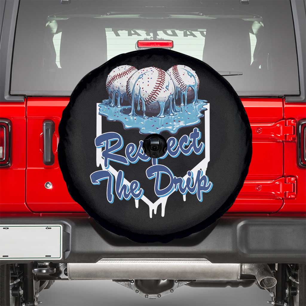 Respect The Drip Baseball Spare Tire Cover Driping Ice Cream Sport Lover TS02 Black Print Your Wear