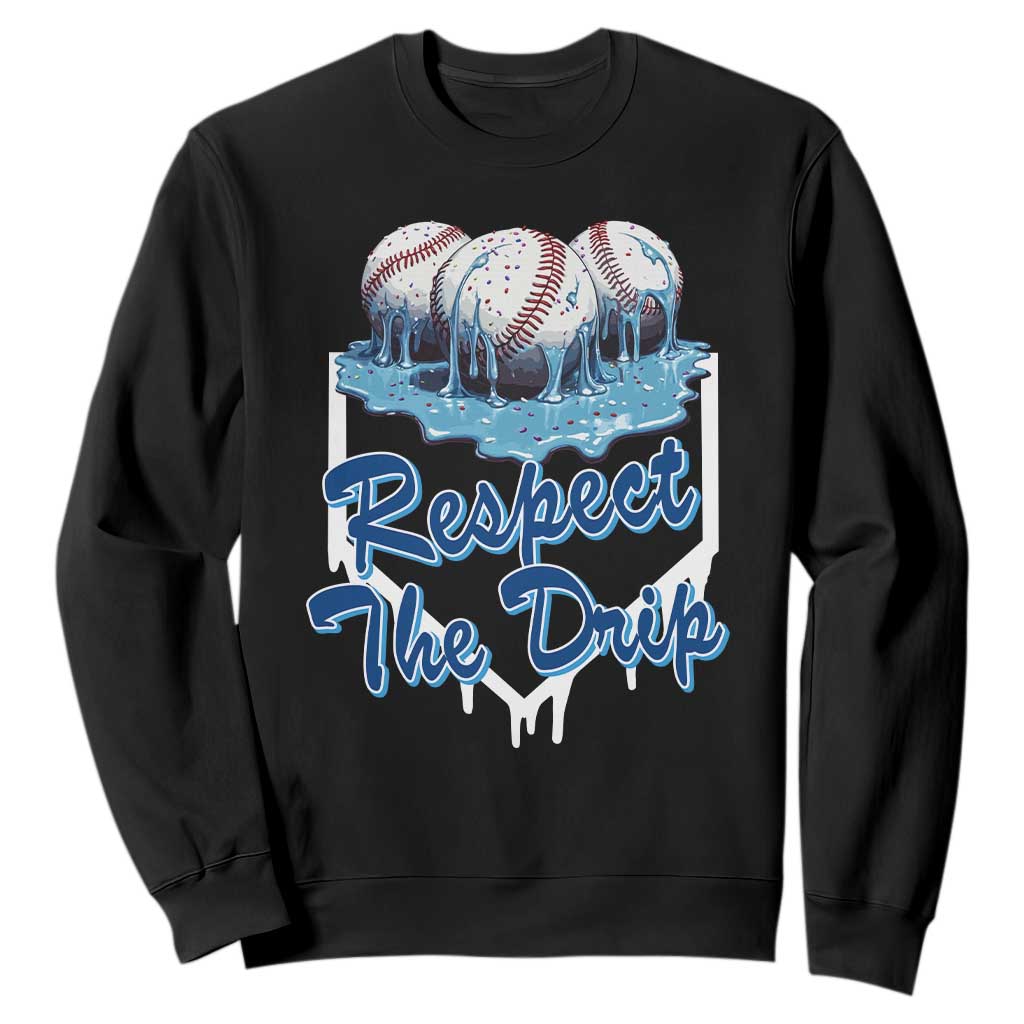 Respect The Drip Baseball Sweatshirt Driping Ice Cream Sport Lover TS02 Black Print Your Wear