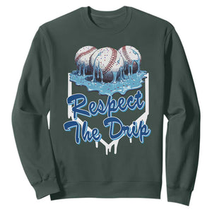 Respect The Drip Baseball Sweatshirt Driping Ice Cream Sport Lover TS02 Dark Forest Green Print Your Wear