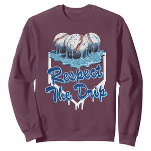 Respect The Drip Baseball Sweatshirt Driping Ice Cream Sport Lover TS02 Maroon Print Your Wear