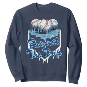 Respect The Drip Baseball Sweatshirt Driping Ice Cream Sport Lover TS02 Navy Print Your Wear