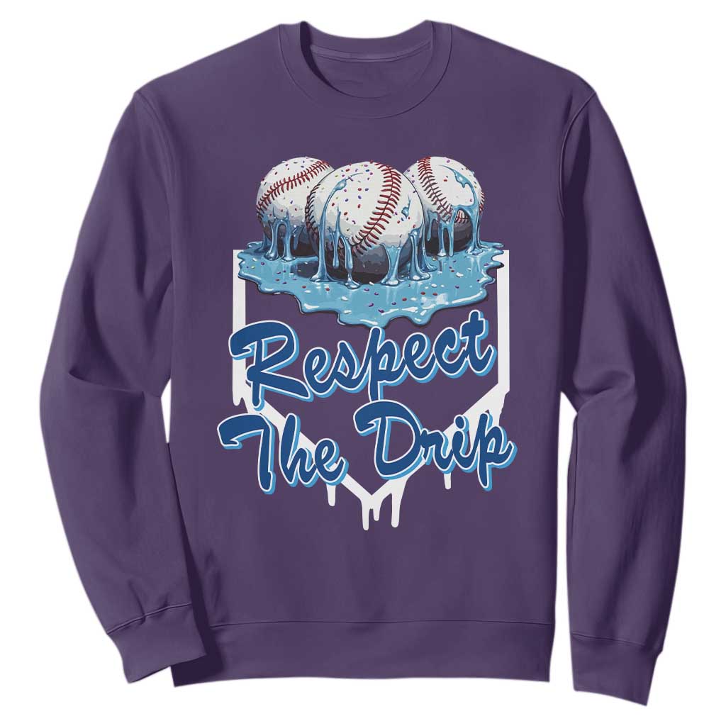 Respect The Drip Baseball Sweatshirt Driping Ice Cream Sport Lover TS02 Purple Print Your Wear