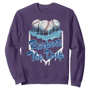 Respect The Drip Baseball Sweatshirt Driping Ice Cream Sport Lover TS02 Purple Print Your Wear
