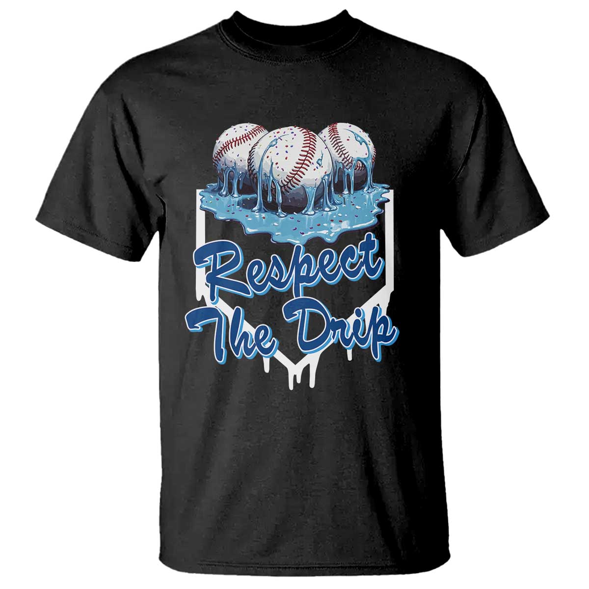 Respect The Drip Baseball T Shirt Driping Ice Cream Sport Lover TS02 Black Print Your Wear