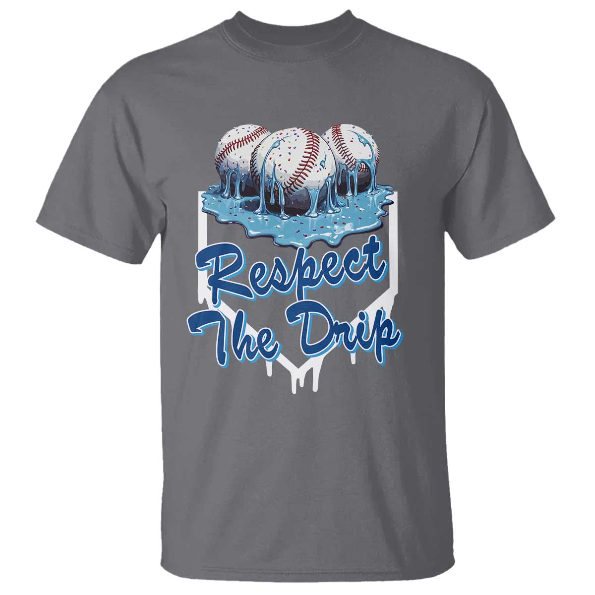 Respect The Drip Baseball T Shirt Driping Ice Cream Sport Lover TS02 Charcoal Print Your Wear