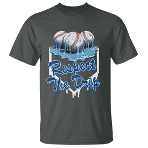 Respect The Drip Baseball T Shirt Driping Ice Cream Sport Lover TS02 Dark Heather Print Your Wear