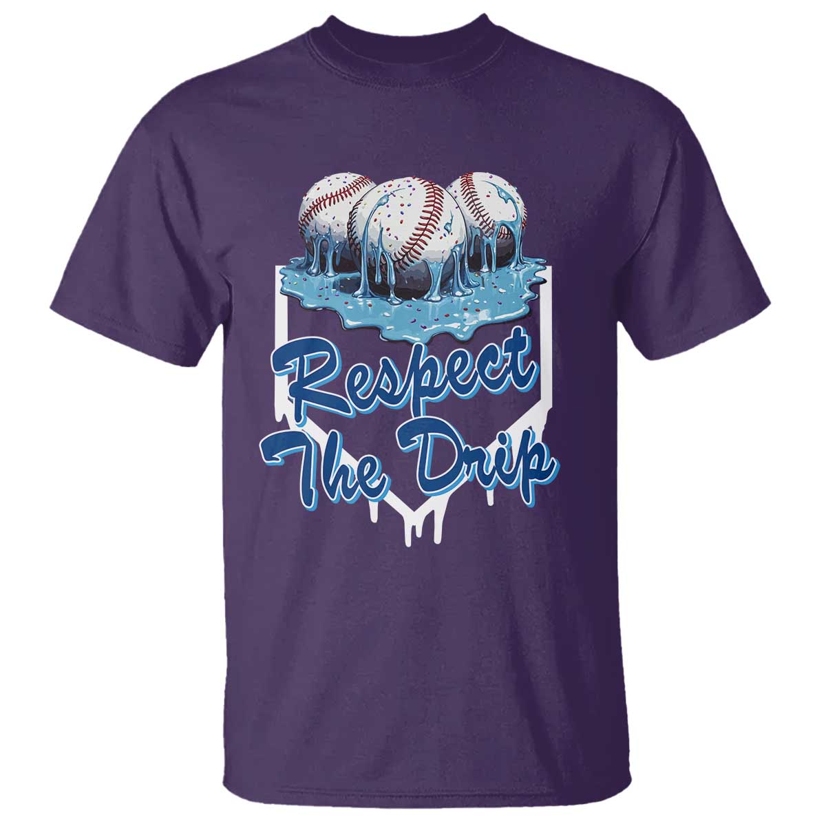 Respect The Drip Baseball T Shirt Driping Ice Cream Sport Lover TS02 Purple Print Your Wear
