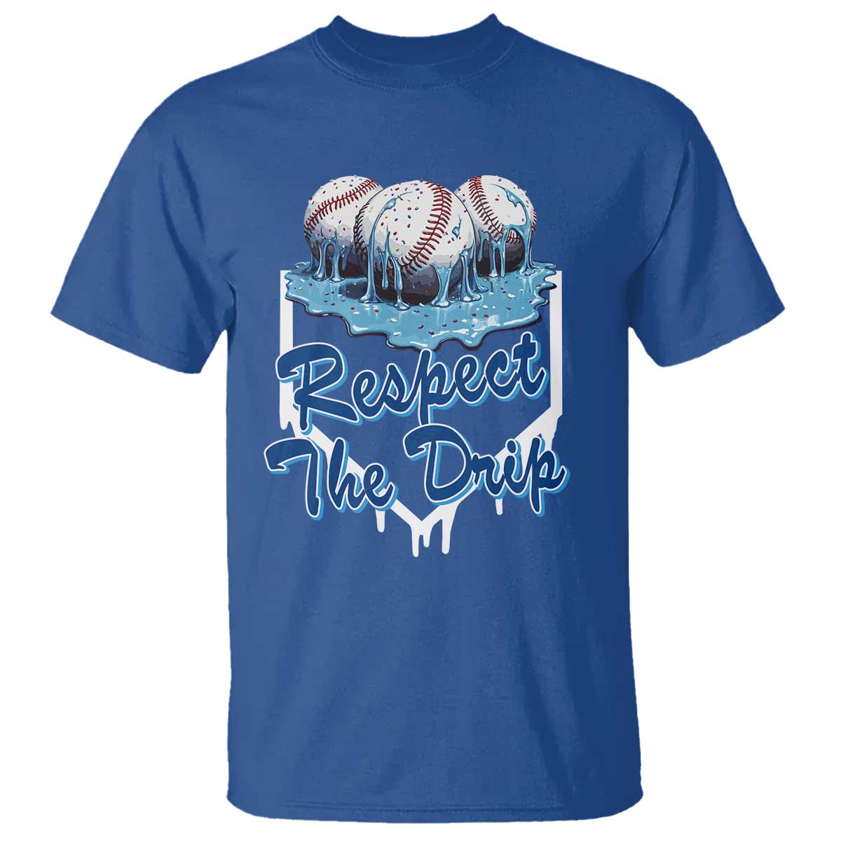 Respect The Drip Baseball T Shirt Driping Ice Cream Sport Lover TS02 Royal Blue Print Your Wear