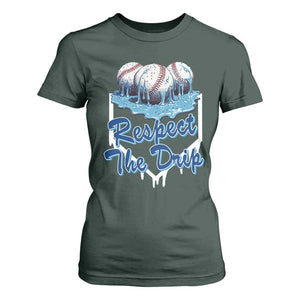 Respect The Drip Baseball T Shirt For Women Driping Ice Cream Sport Lover TS02 Dark Forest Green Print Your Wear