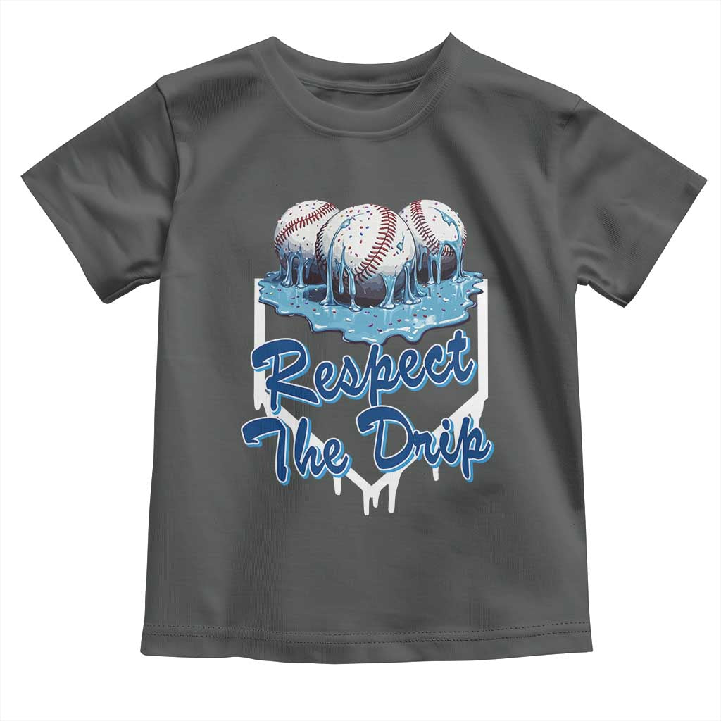 Respect The Drip Baseball Toddler T Shirt Driping Ice Cream Sport Lover TS02 Dark Heather Print Your Wear