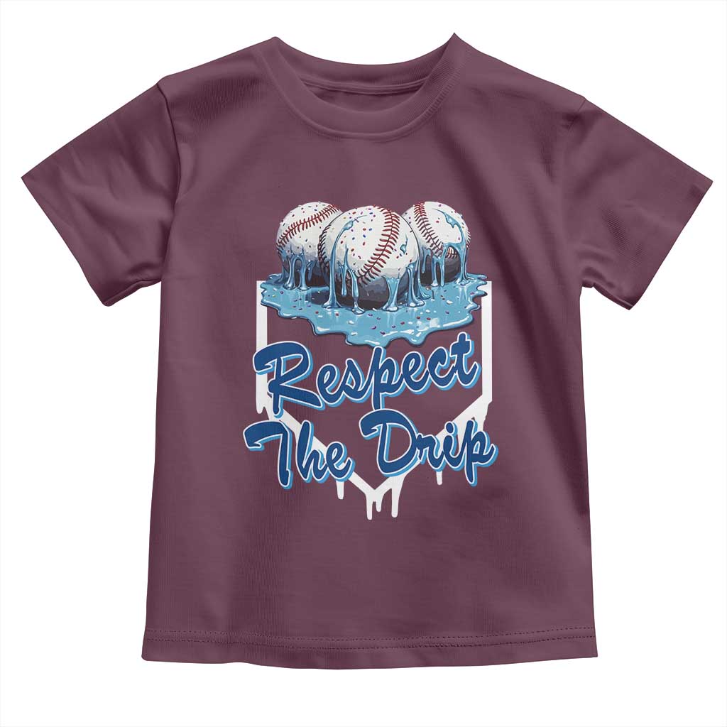 Respect The Drip Baseball Toddler T Shirt Driping Ice Cream Sport Lover TS02 Maroon Print Your Wear