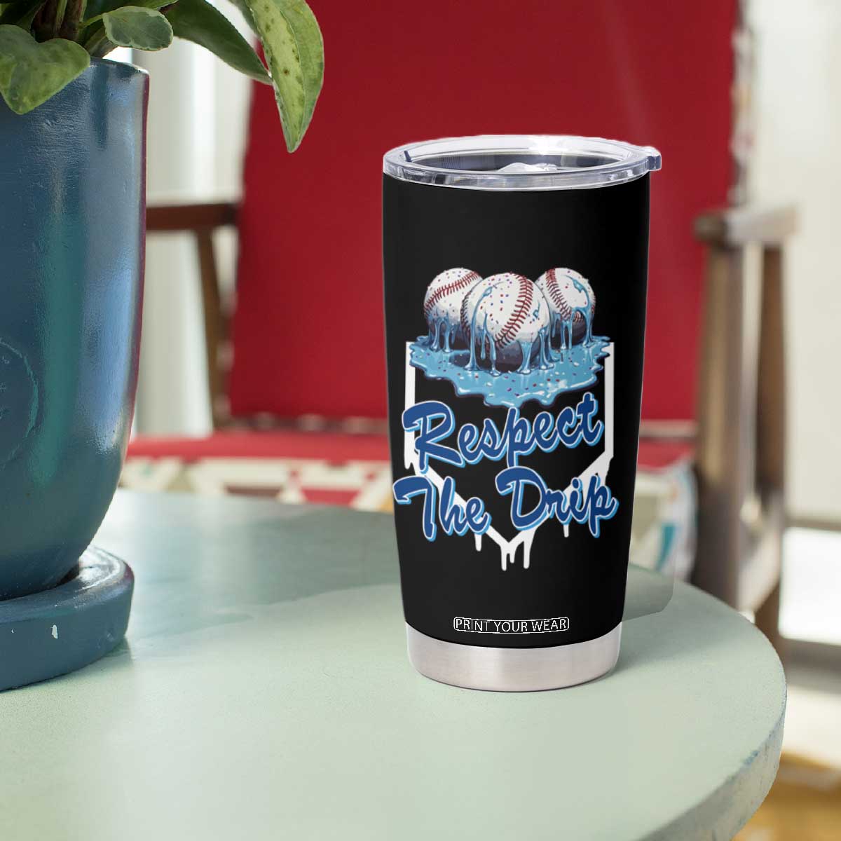 Respect The Drip Baseball Tumbler Cup Driping Ice Cream Sport Lover TS02 Print Your Wear