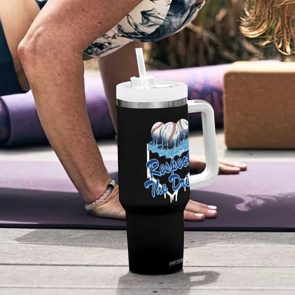 Respect The Drip Baseball Tumbler With Handle Driping Ice Cream Sport Lover TS02 Print Your Wear