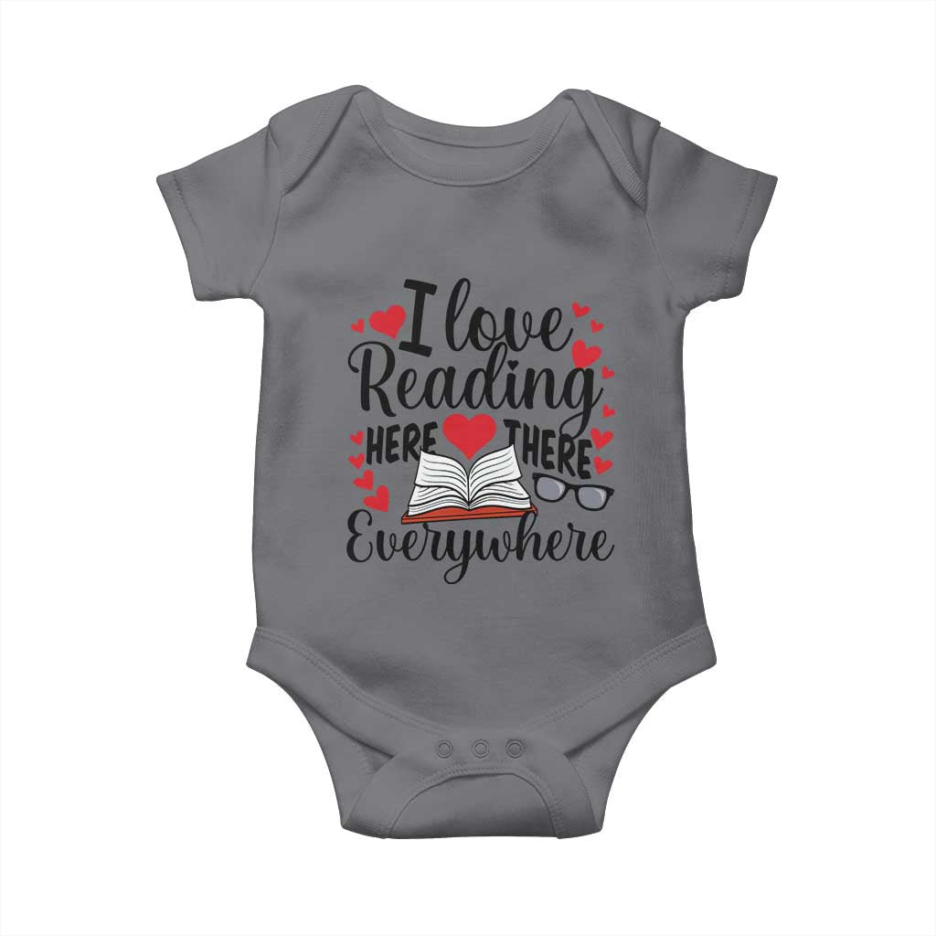 I Love Reading Here There Anywhere Baby Onesie Reading Month Across America TS02 Charcoal Print Your Wear