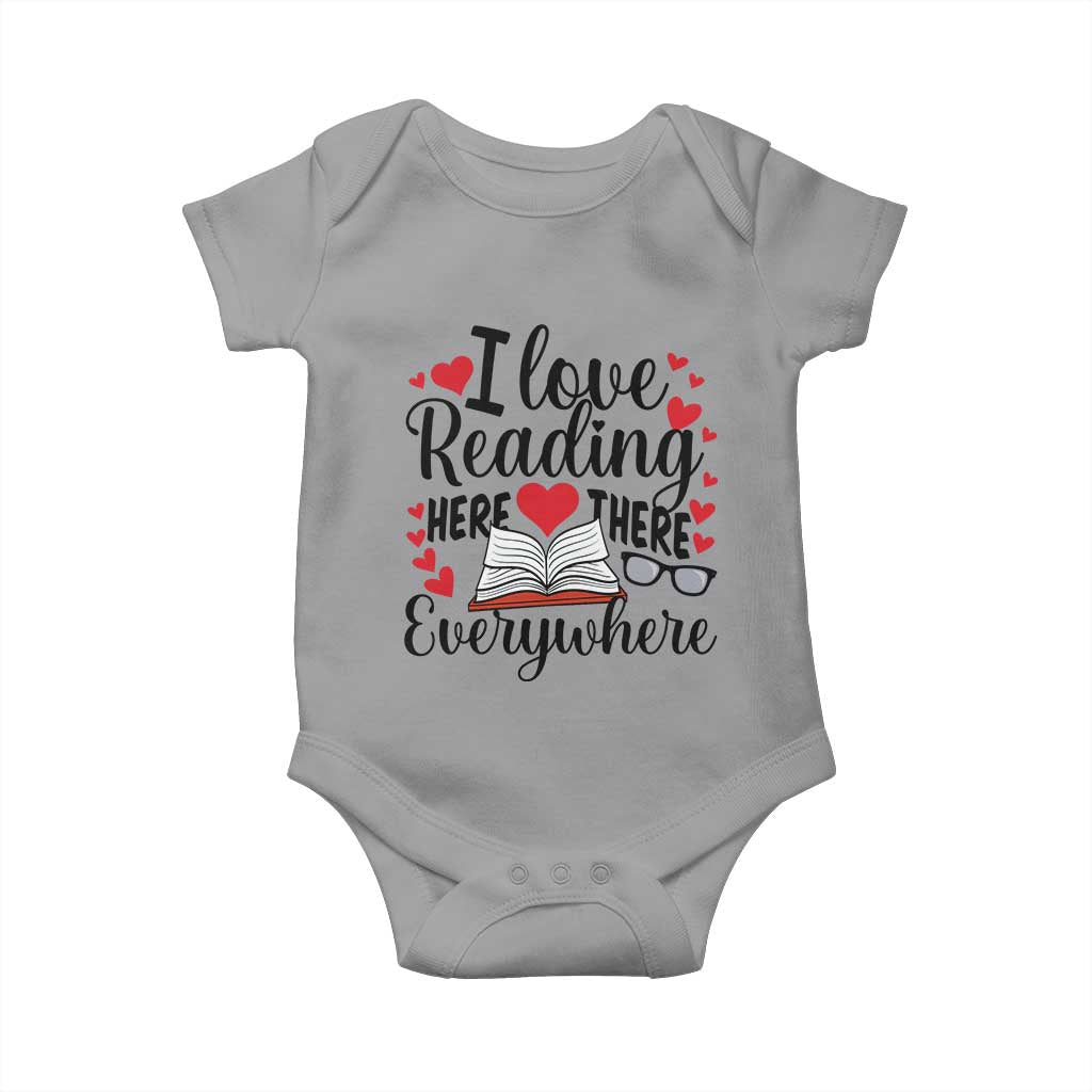 I Love Reading Here There Anywhere Baby Onesie Reading Month Across America TS02 Sport Gray Print Your Wear