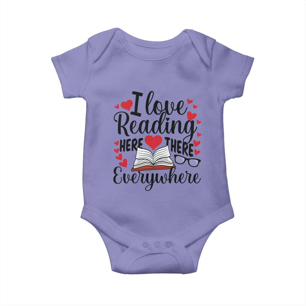 I Love Reading Here There Anywhere Baby Onesie Reading Month Across America TS02 Violet Print Your Wear