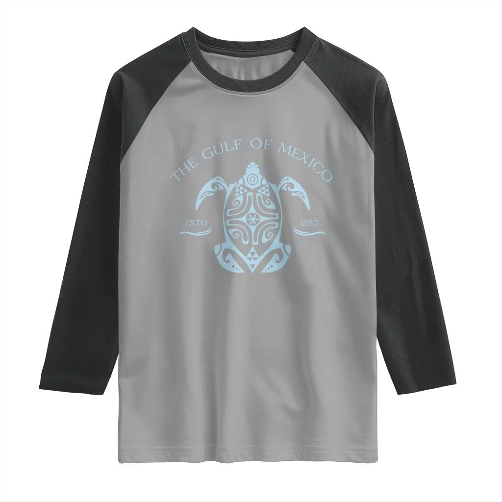 Gulf of Mexico Turtle Raglan Shirt Golfo de Mexico Forever TS02 Sport Gray Black Print Your Wear