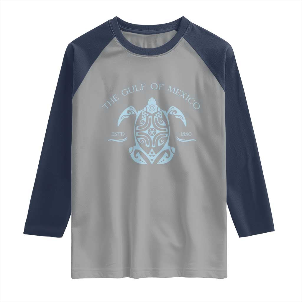 Gulf of Mexico Turtle Raglan Shirt Golfo de Mexico Forever TS02 Sport Gray Navy Print Your Wear