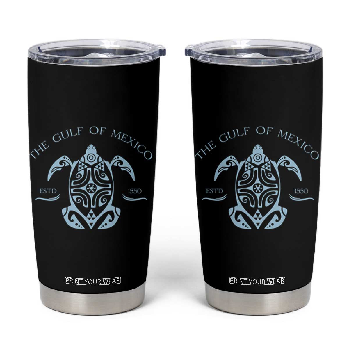 Gulf of Mexico Turtle Tumbler Cup Golfo de Mexico Forever TS02 Black Print Your Wear