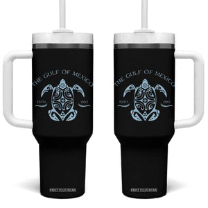 Gulf of Mexico Turtle Tumbler With Handle Golfo de Mexico Forever TS02 One Size: 40 oz Black Print Your Wear