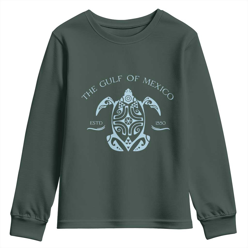 Gulf of Mexico Turtle Youth Sweatshirt Golfo de Mexico Forever TS02 Dark Forest Green Print Your Wear