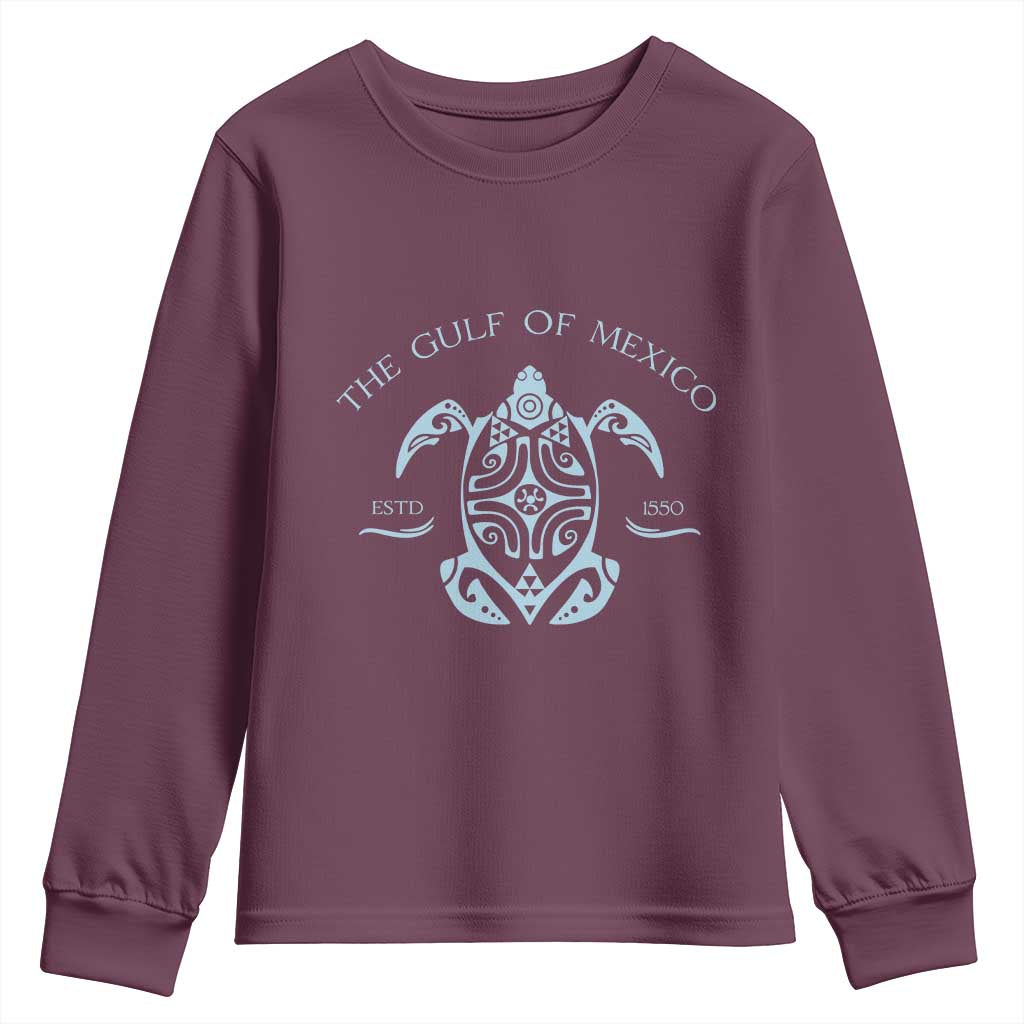 Gulf of Mexico Turtle Youth Sweatshirt Golfo de Mexico Forever TS02 Maroon Print Your Wear