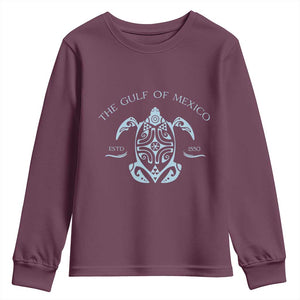 Gulf of Mexico Turtle Youth Sweatshirt Golfo de Mexico Forever TS02 Maroon Print Your Wear