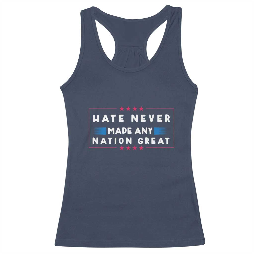 Hate Never Made Any Nation Great Racerback Tank Top TS02 Navy Print Your Wear