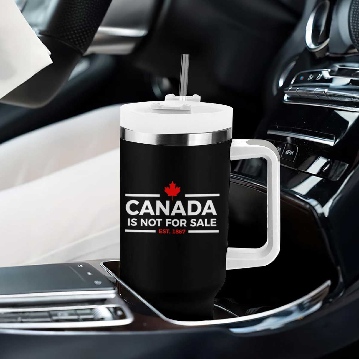 Canada Is Not For Sale Est. 1867 Tumbler With Handle TS02 Print Your Wear