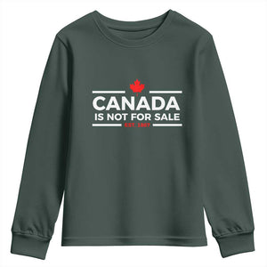 Canada Is Not For Sale Est. 1867 Youth Sweatshirt TS02 Dark Forest Green Print Your Wear