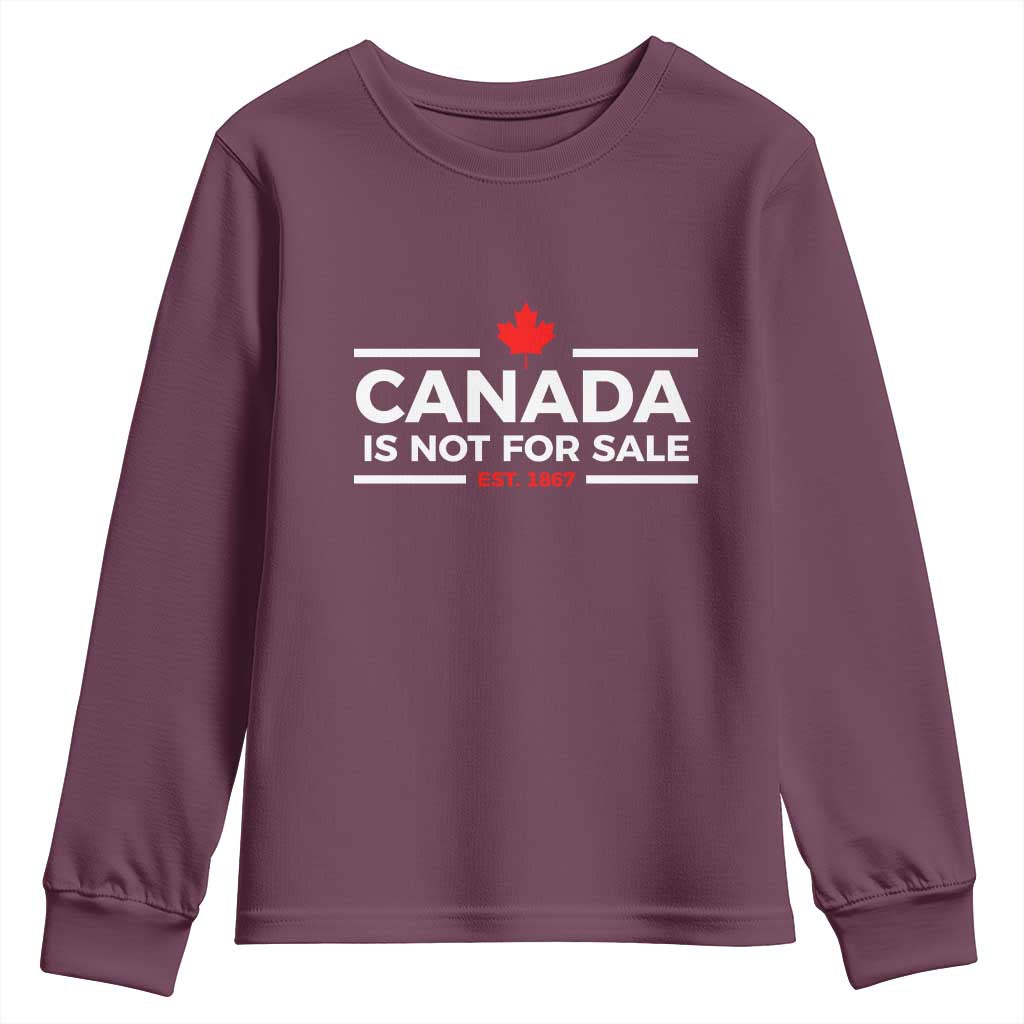 Canada Is Not For Sale Est. 1867 Youth Sweatshirt TS02 Maroon Print Your Wear