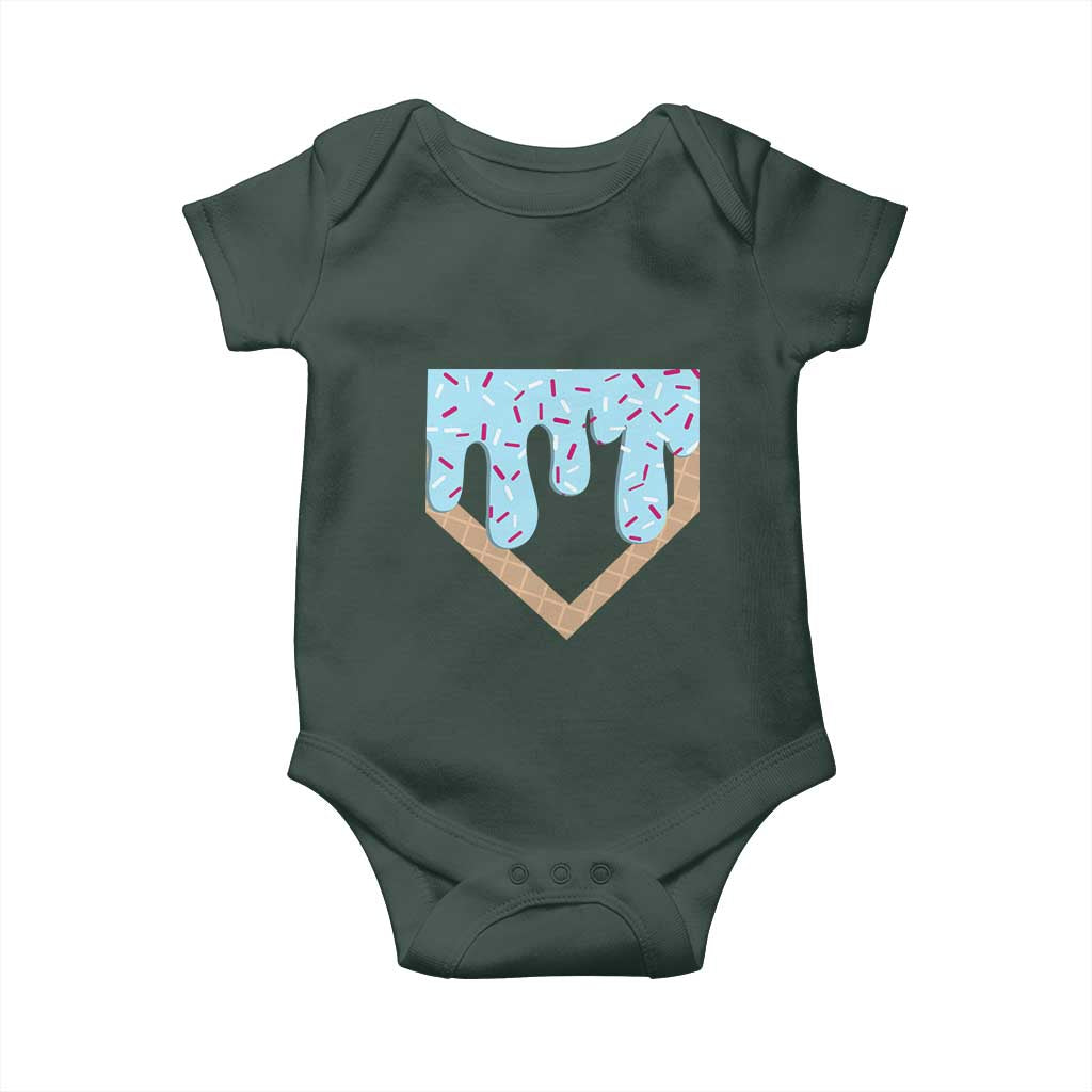Baseball Ice Cream Dripping Baby Onesie Home Plate Drip TS02 Print Your Wear