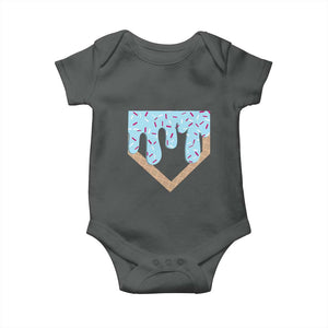 Baseball Ice Cream Dripping Baby Onesie Home Plate Drip TS02 Dark Heather Print Your Wear