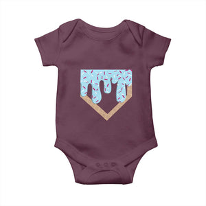 Baseball Ice Cream Dripping Baby Onesie Home Plate Drip TS02 Maroon Print Your Wear