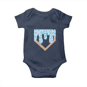 Baseball Ice Cream Dripping Baby Onesie Home Plate Drip TS02 Navy Print Your Wear
