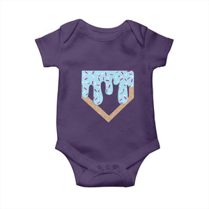 Baseball Ice Cream Dripping Baby Onesie Home Plate Drip TS02 Purple Print Your Wear