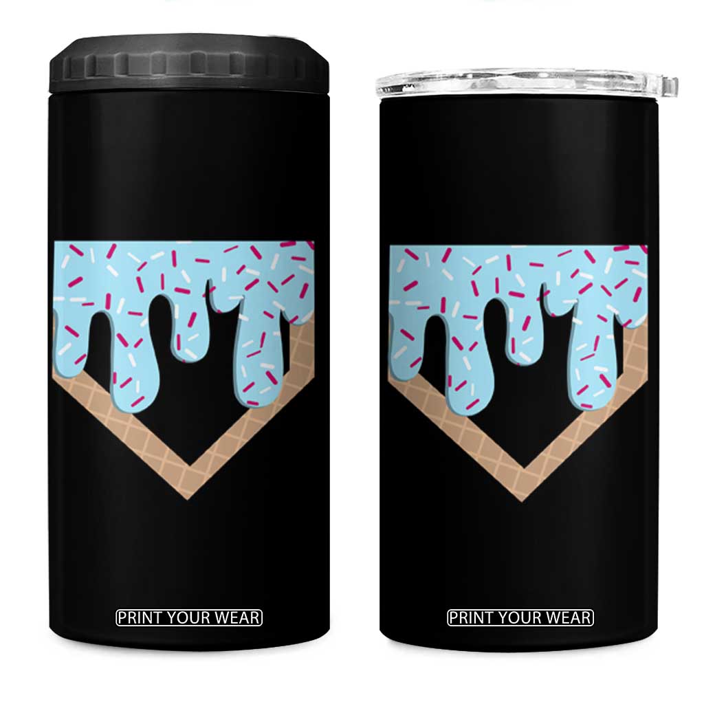 Baseball Ice Cream Dripping 4 in 1 Can Cooler Tumbler Home Plate Drip TS02 One Size: 16 oz Black Print Your Wear