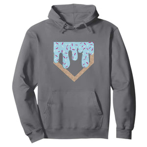 Baseball Ice Cream Dripping Hoodie Home Plate Drip TS02 Charcoal Print Your Wear