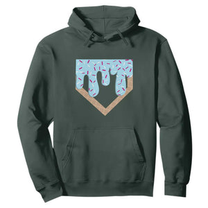 Baseball Ice Cream Dripping Hoodie Home Plate Drip TS02 Dark Forest Green Print Your Wear