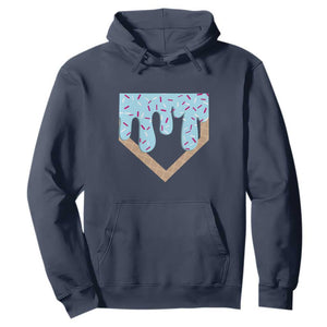 Baseball Ice Cream Dripping Hoodie Home Plate Drip TS02 Navy Print Your Wear
