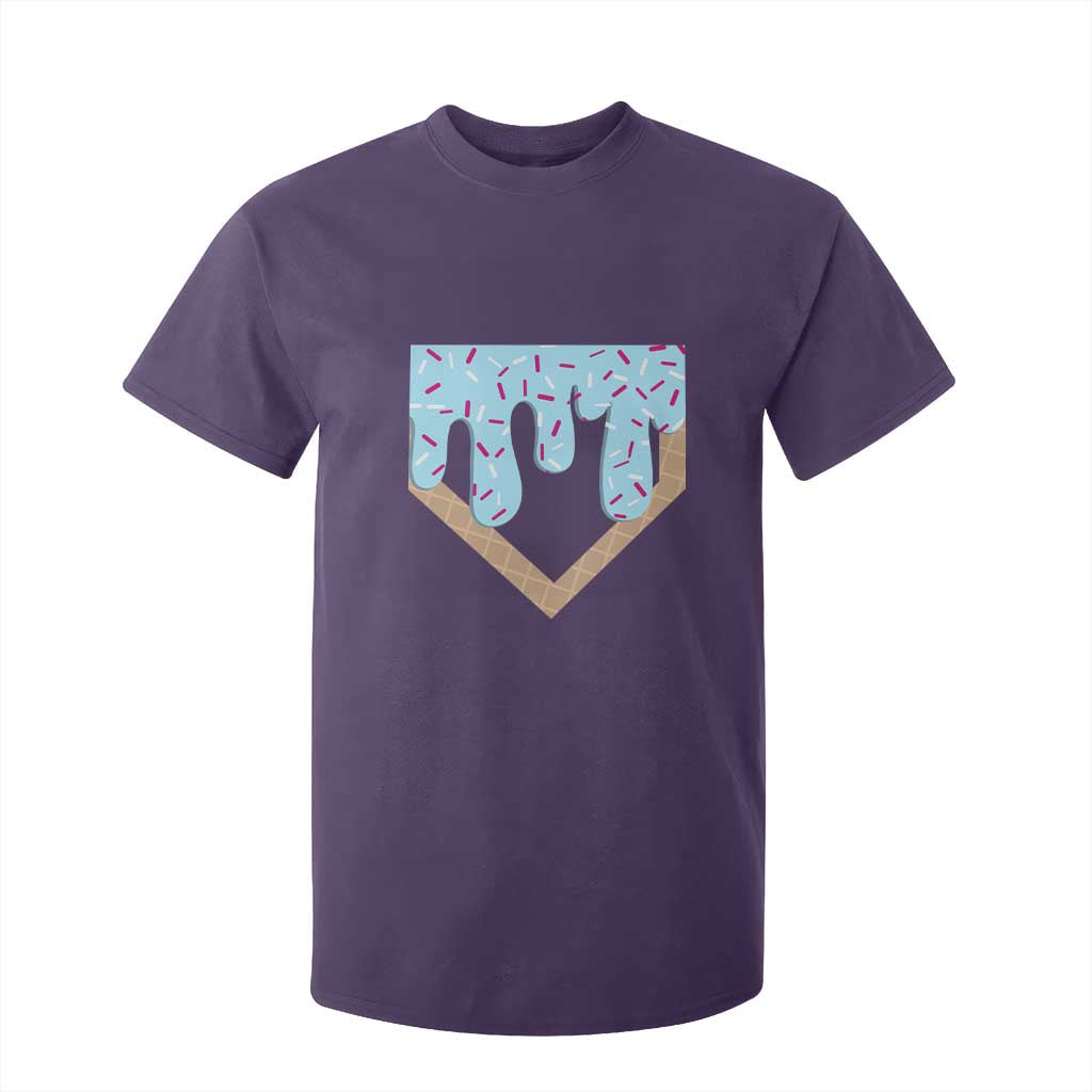 Baseball Ice Cream Dripping T Shirt For Kid Home Plate Drip TS02 Purple Print Your Wear